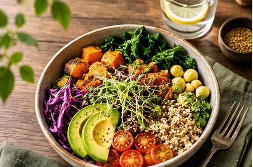 A colorful, nourishing bowl of food